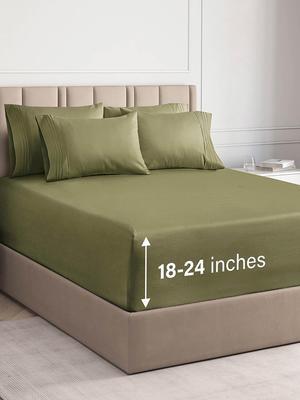 Extra Deep Queen Sheet Set - 6 Piece Breathable & Cooling Sheets - Hotel Luxury Bed Sheets Set - Easy Fit - Soft Wrinkle Free & Comfy Sheets Set - Sage Green Sheet Set w/Extra Deep Pockets
