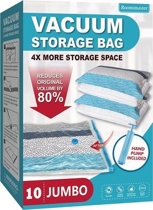 Vacuum Storage Bags 10 Jumbo Space Saver Bags Vacuum Seal Bags with Pump Space Bags Vacuum Sealer Bags for Clothes Comforters Blankets Bedding