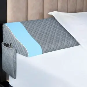 Queen Size Pillow Wedge for Headboard Gap Bed Gap Filller (0-8) Mattress Space Filler Pillow Stopper with 2 Side Pocket Triangle Foam Pillow Wedge Between Headboard Mattress(Grey 60x10x6)