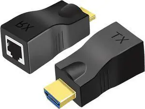 Hdmi Extender Over Ethernet Cat 6/ 7/ 8 Cable HDMI to RJ45 Ethernet Network Converter Support Audio Video 1080P UP to 98FT(30m) Suitable for HDTV Computer Set Top Box PS3 4 Projector Monitor