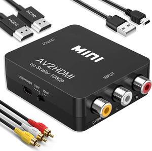 RCA to HDMI Converter RCA to HDMI Adapter 1080P Mini RCA Composite CVBS AV to HDMI Video Audio Converter Adapter for N64 Wii PS2 PS3 Xbox VHS(Not for TV with RCA Port)