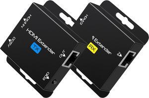 HDMI Extender Over Single Cat5e/6 HDMI Over Ethernet Up to 200Ft Repeater Balun Transmitter Receiver Power On Cat Support Full 1080p 3D HDCP EDID Copy from Displays