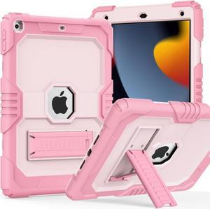 Case for ipad 9th/ 8th/ 7th Generation Case 10.2 Inch (2021/2020/2019) Heavy Duty Shockproof Rugged Protective Case for iPad 10.2 Case Built-in Multi Angle Viewing Kickstand (Pink+LP+Pink)