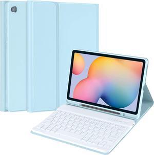 Keyboard Case for  Galaxy Tab S6 Lite 10.4 2020 (Model: SM-P610/ SM-P615) Could Multi-Angle Viewing Soft TPU Back Cover with Pencil Holder Auto Sleep/Wake (Blue)