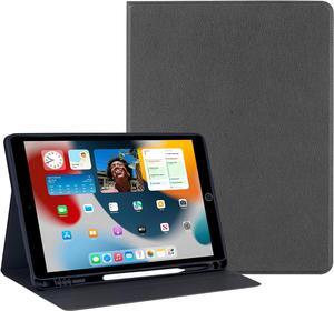 Case for 10.2 Inch iPad 9th Generation Case 2021 iPad 8th Generation Case 2020 iPad 7th Generation Case 2019-Multi-Angle Viewing Stand Cover with Pencil Holder Auto Sleep Wake (Black)