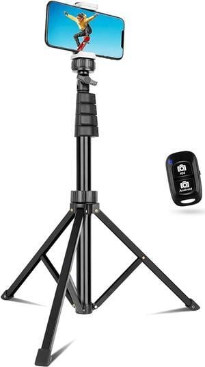 62 Phone Tripod & Selfie Stick Extendable Cell Phone Tripod Stand with Wireless Remote and Phone Holder Compatible with iPhone Android Phone Camera