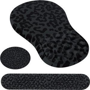 Mouse Pad with Wrist Rest 3in1 Ergonomic Mouse Pad + Keyboard Wrist Rest +Coaster for Computer Memory Foam & Easy Typing & Pain Relief for Office and Home Luxurious Black