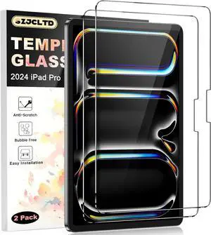 2 PACK Screen Protector for NEW iPad Pro 13 inch M4 (2024) Scractch Resistant 9H Tempered Glass Easy Installation Support Face ID& Pencil