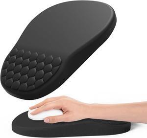 Ergonomic Mouse Pad Wrist Rest with Massage Design Space-Saving Mousepad Wrist Support Memory Foam Wrist Rest with Non-Slip PU Base for Computer Desk Black