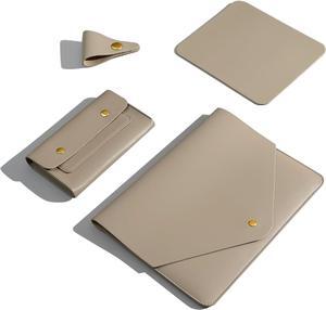 Laptop Sleeve Compatible with 2024 13inch MacBook Air M3 13 MacBook Pro M2 Surface Pro 3 4 5 6 7  XPS 13 with Small Pouch Mouse Pad and Cord Holder Color Khaki