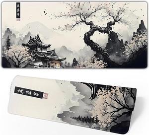 Japanese Mouse Pad Large Japanese Desk Mat XL Anime Gaming Keyboard Mat Non-Slip Rubber Base Big Extended Desk Protector for Home Office 31.5x11.8