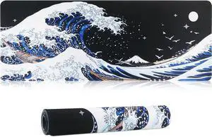 Gaming Mouse Pad Extra Large Computer Keyboard Mouse Mat Soft Smooth Surface and Anti-Slip Rubber Base Soft Cloth XXL Mouse Pad 600 x 300 x 3 MM BKHL