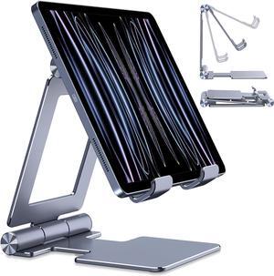 Tablet Stand Adjustable Tablet Holder for Desk Foldable Aluminium for iPad Stand Dock Holder for iPad Air 5/4/Mini 6/Mini 5/10.2/Pro 12.9/Pro 11 Portable Monitor Surface (4-13 inch)-Grey