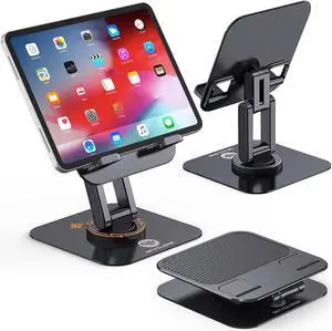 for iPad Stand 360 Rotating Adjustable Tablet Stand for Desk Portable Monitor Tablet Stand Holder Office Accessories Compatible with 4.7-15.6 Tablet iPad PS iPhone Stand Black