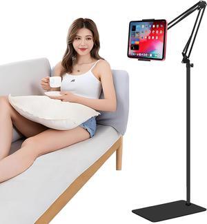 Tablet Floor Stand Adjustable Universal 360-degree Rotatable Metal Tablet Holder Compatible with iPad/iPhoneX/iPad Pro or Other 5.5~12.9 Inches Devices (Black)