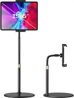 for iPad Stand for Desk Portable Monitor Stand Adjustable Tablet Stand Thick Case Friendly iPad Pro Holder Fits(4.7-15.6) iPad Pro 12.9/10.9/10.2 Air Mini 4 3 2 Fire Tab Nexus Kindle Black