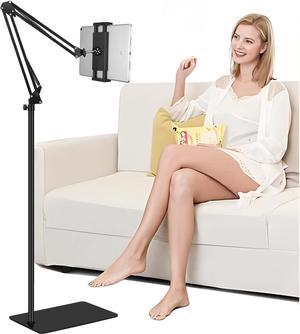 Tablet Floor Stand with Heavy Duty BaseUltra Sturdy Overhead Bed phone Stand Angle Height Adjustable Compatible with iPad Mini Air Pro 12.9/9.7 Galaxy Tab Kindle Cell Phones (4.5-13)