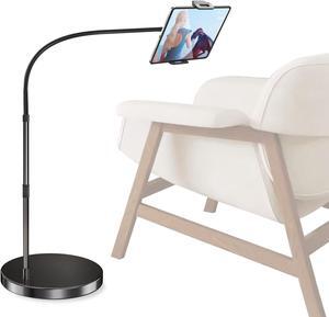 Aluminum iPad Stand for Floor, 14lb Stable Base & Height Adjustable iPad Floor Stand, Gooseneck iPad Holder for Bed & Sofa, Compatible with All iPad, iPad Pro, Kindle & More 4.7-13in Tablets