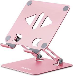 Tablet Stand Holder for Desk Adjustable Desktop Tablet Holder Foldable Aluminum Tablet Mount for iPad pro 12.9 iPad Air Mini  Galaxy Tabs Z Fold Kindle Fire(4-13 inch) (Rose Gold)