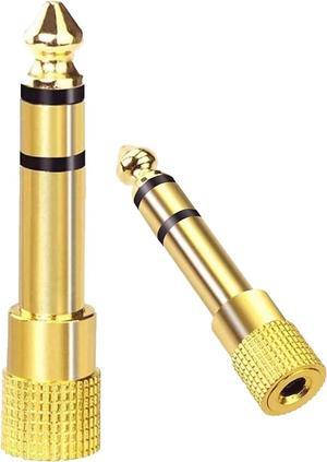 Audio Adapter 6.35mm to 3.5mm Aux: Gold Plated Stereo 1/4 Inch Male Plug to 1/8-inch Female Jack for Headphone Guitar Amp