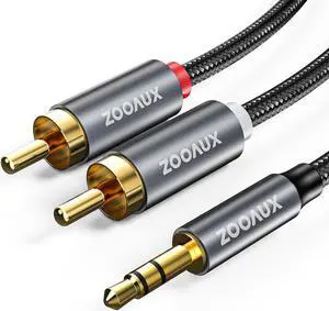 RCA to 3.5mm Aux Cable Headphone Male to Male Jack Adapter Nylon Braided 1/8 to RCA Audio Y Cord for Smartphones MP3 Tablets Speakers HDTV 4FT