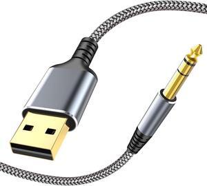 USB to 1/4 TRS Stereo Audio Cable 6.6FT USB A to 6.35mm 1/4 inch Male Audio Adapter for Laptop Windows PC Amplifier Speaker Headphones Note: NOT Applicable to Recording Truck TV USB Ports