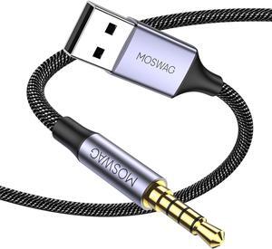 USB to 3.5mm TRS Audio Jack Adapter with Microphone USB Male to 3.5mm AUX Stereo Audio Cable Nylon Braided USB to AUX Converter for PC Laptop Windows HeadphonesNo Charging Support