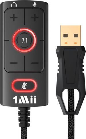 [Upgrade] USB Sound Card USB to 3.5mm Jack Audio Adapter - Virtual 7.1 Surround Sound - USB Adapter for PS4/PC/MAC/Stereo Headsets External Sound Card No Drivers Needed Plug and Play