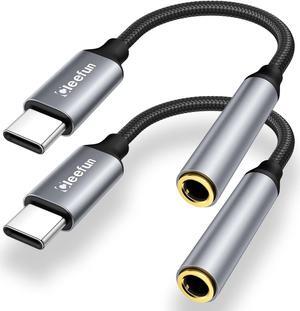 USB C to 3.5 mm Headphone Jack Adapter (2-Pack) USB Type C to Aux Audio Dongle Cable Cord for iPhone 15/15 Pro/15 Plus/15 Pro Max for MacBook for  Galaxy S24 S23 Pixel Grey & Black