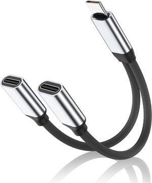Dual USB C Headphone and Charger Adapter 2-in-1 USB Type C Splitter Audio Adapter with Fast Charging USB C Splitter Dongle Cable Cord for iPhone 15 Series Galaxy Series All Android seriesSilver