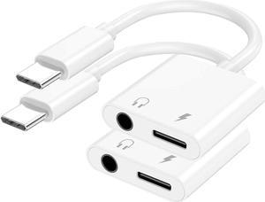 [MFi Certified] 2Pack Headphone Adapter for iPhone 15 2 in 1 USB C to 3.5mm Aux Audio Dongle Headphone Accessories Compatible with iPhone15/15Plus/15Pro/15Pro Max/ Galaxy/Google/ipad 10