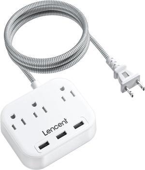 2 Prong Power Strip 3 Prong to 2 Prong Outlet Adapter 6.6ft Braided Extension Cord with Polarized Plug 3 AC Outlets & 3 USB(5V 3.4A Max) Wall Mountable Ideal for Non-Grounded Outlets