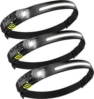 LED Headlamp Rechargeable 2000mAh Battery Wide Beam High Lumen Head Flashlights Waterproof Lightweight Type-C USB Charging Head Lamps for Camping Fishing Hiking