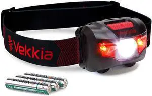 Ultra Bright LED Headlamp-5 Lighting Modes White & Red LEDs Head Lamp Camping Accessories Gear. IPX6 Waterproof Headlight for Running Cycling Fishing Hiking Repairing. Batteries Included