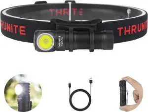 TH20 Pro 1010 Lumen Rechargeable LED Headlamp Powerful Right Angle Flashlight Compatible with AA Battery for Indoor & Outdoor Adventures in Hiking Camping Cycling(Cool White)