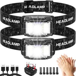 Headlamp Rechargeable 2 Pack 2000 Lumen Ultra Bright Led Headlamp 16 Modes Motion Sensor Head Lamp Waterproof Lightweight White Red LED Flashlight for Camping Cycling Running Headlamps for Adults 1