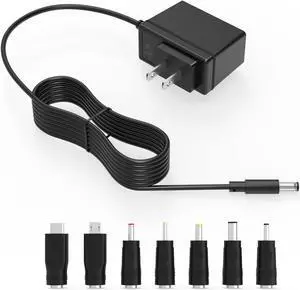 DC 5V 2A Power Cord Supply 10W AC/DC Charger Fit for Bluetooth Speaker Baby Monitor Graco Swing Tablet Camera and More DC 5v Devices Adapter Multi Tips Switching 5 Volt 2 Amp DC/5V Replacement