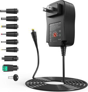 30W 3V 4.5V 5V 6V 7.5V 9V 12V Volt Universal AC DC Adapter Charger Power Supply Cord for LED Light Strip Router Speaker Phone Tablet CCTV Camera TV Box 1A 1.5A 2A 2000mA Amp - with 5V 2A