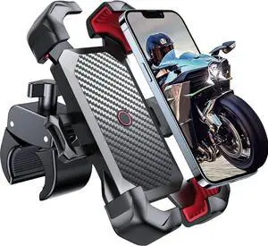 Motorcycle Phone Mount [1s Auto Lock][100mph Military Anti-Shake] Bike Phone Holder for Bicycle [10s Quick Install] Handlebar Phone Mount Compatible with iPhone Samsung All Cell Phone