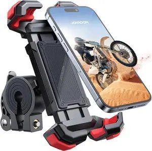 Motorcycle Phone Mount Bike Phone Holder for HandlebarUltra-Stable & 1s Security Lock Bicycle Phone Mount Cell Phone Clamp for Scooter ATV/UTV Fit for iPhone & All Phones 4.7-7
