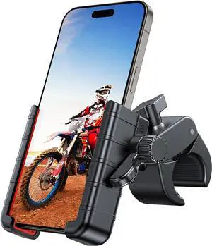 Motorcycle Phone Mount [Support Video Recording] Bike Phone Holder [Quick Lock] Bicycle Phone Mount Handlebar Cell Phone Clamp for Scooter Friendly Compatible with iPhone Samsung Google