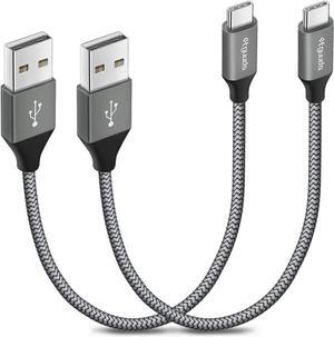 USB to USB C Cable 1ft 2-Pack Short USB A to Type C Charger Cord Fast Charging for  Galaxy A15 A25 A35 A55 A54 S24 S23 S22 S21 S20 S10 S10E Note 20 10 Moto G for iPhone 16 15