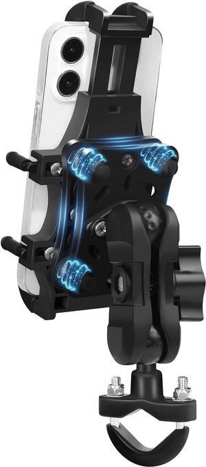 Motorcycle Phone Mount with Vibration Dampener, One-Hand Operation Motorcycle Bike Phone Holder Holds 4.7"-7.1" Cell Phones on Handlebar, Cell Phone Holder for Bike Motorcycle Scooter ATV