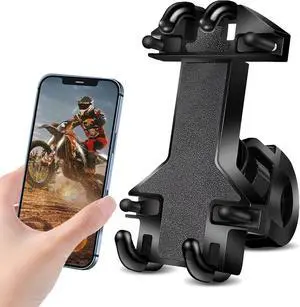 Motorcycle Phone Mount Bike Phone Mount Holder Heavy Duty Thicker Motorcycle Handlebar Phone Mount Clamp One Hand Operation ATV Scooter Phone Mount for 4.7- 7.2 Cellphone