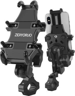 Motorcycle ATV Phone Holder, Aluminum Heavy Duty Phone Mount for Motorcycle Universal 7/8"-9/8" Handlebars, Fit for All iPhone 14 13 12 Pro Max Android Samsung Smart Devices