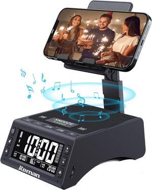 Gifts for Men Women Cell Phone Stand with Wireless Bluetooth Speaker Adjustable Cool Tech Kitchen Gadgets Unique Birthday Gift Idea for Him Husband BoyfriendBlack