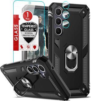 for -Galaxy-A35-5G-Case: with Screen Protector and Camera Lens Protector Military-Grade Heavy Duty Cell Phone Case Cover with Magnetic Ring Stand for  A35 5G Black