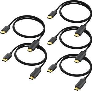 DisplayPort to HDMI Cable 5 Pack Braided 6 ft DP to HDMI Display Port Cable Adapter Male to Male for Computer Laptop Monitor TV Projector (Thin 5-Pack Braided)