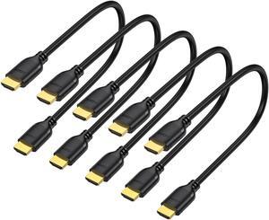 Short HDMI Cable 1 Foot 5-Pack 4K 1FT HDMI to HDMI Cable High Speed HDMI 2.0 Cord Supports 4K@60Hz 2K 1080P HDCP 2.2 HDR 3D ARC & Ethernet