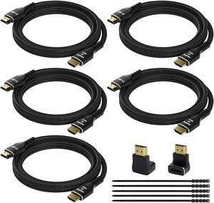 4K HDMI Cable 2 Feet (5 Pack) Ultra HD HDMI 2.0 Cable Nylon Braided & Gold-Plated Connectors 4K @ 60Hz 2K 1080P HDCP 2.2 ARC Bulk HDMI Cables for Laptop Monitors HDTV PS5 Xbox One & More
